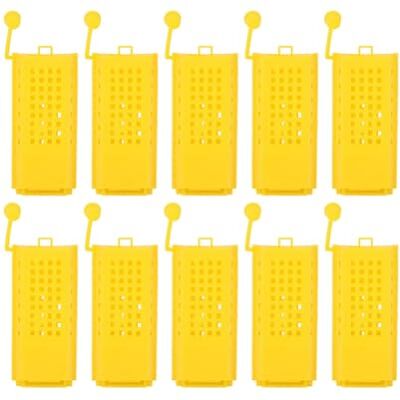 Zerodis 10Pcs Queen Kooien, Bijenteelt Kop Kit Plastic Bee Koningin Markering Kooi Roll Transport Catcher Insect Doos Imker Apparatuur Gereedschap Geel Zerodis 10Pcs Queen Kooien, Bijenteelt Kop Kit Plastic Bee Koningin Markering Kooi Roll Transport Catcher Insect Doos Imker Apparatuur Gereedschap Geel