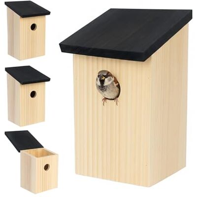 Relaxdays Set van 4 nestkasten voor spanten en mezen, gat Ø 32 mm, klapdak, om op te hangen, natuurlijk hout/zwart, 22 Relaxdays Set van 4 nestkasten voor spanten en mezen, gat Ø 32 mm, klapdak, om op te hangen, natuurlijk hout/zwart, 22