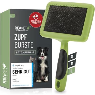 ReaVET TESTURTEIL ZEER GOED borstel voor huisdieren, honden en katten, grote rassen, verwijdert zacht ondervacht en knopen ReaVET TESTURTEIL ZEER GOED borstel voor huisdieren, honden en katten, grote rassen, verwijdert zacht ondervacht en knopen