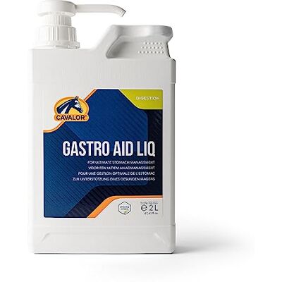 Cavalor GASTRO AID LIQ Drinkfles, 2 liter, vloeibaar voedingssupplement voor paarden, ter ondersteuning van een miljoen gezonde maag, voor gevoelige maag, kruiden Cavalor GASTRO AID LIQ Drinkfles, 2 liter, vloeibaar voedingssupplement voor paarden, ter ondersteuning van een miljoen gezonde maag, voor gevoelige maag, kruiden