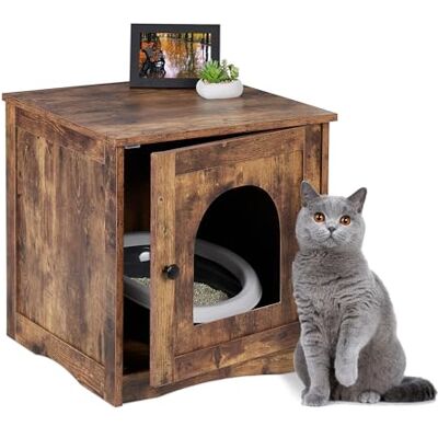 Relaxdays Kattenbak, deur met open ingang, industriële stijl, 50 x 48 x 50 cm, bruin Relaxdays Kattenbak, deur met open ingang, industriële stijl, 50 x 48 x 50 cm, bruin