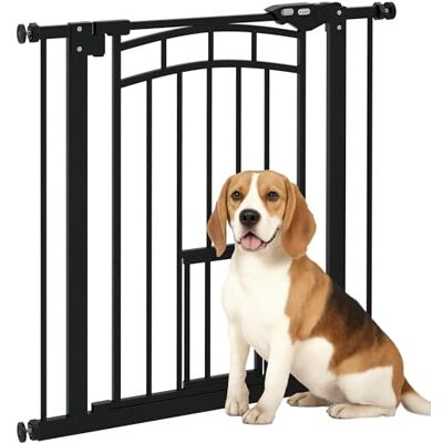 Pawhut Veiligheidshek voor honden, traphekje met drukbevestiging zonder boren, automatische sluiting, dubbel vergrendelingssysteem, 74 tot 80 cm, staal, zwart Pawhut Veiligheidshek voor honden, traphekje met drukbevestiging zonder boren, automatische sluiting, dubbel vergrendelingssysteem, 74 tot 80 cm, staal, zwart