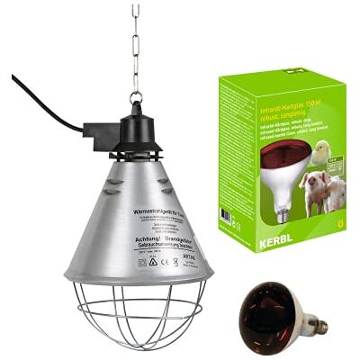 Kerbl 250 W infrarood warmtelamp + huls reflector met beschermingsrooster, bevestigingsketting en 2,5 m kabel Kerbl 250 W infrarood warmtelamp + huls reflector met beschermingsrooster, bevestigingsketting en 2,5 m kabel