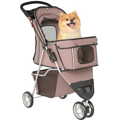 Pawhut Kinderwagen voor honden, 4 wielen, opvouwbaar, rem, 77 x 44 x 102 cm Verstelbare luifel, opbergmand, bekerhouder, voor kleine honden en oudere dieren Pawhut Kinderwagen voor honden, 4 wielen, opvouwbaar, rem, 77 x 44 x 102 cm Verstelbare luifel, opbergmand, bekerhouder, voor kleine honden en oudere dieren