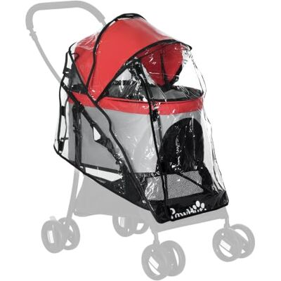 Pawhut Regenhoes voor kinderwagen, kinderwagen voor honden en katten van S XS met twee ingangen Pawhut Regenhoes voor kinderwagen, kinderwagen voor honden en katten van S XS met twee ingangen