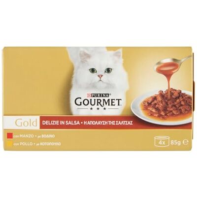 Gourmet Purina Gold natvoer voor katten, kip en rundvlees, 4 x 85 g Gourmet Purina Gold natvoer voor katten, kip en rundvlees, 4 x 85 g