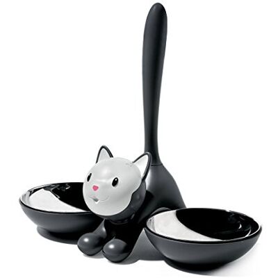 Alessi Tigrito AMMI09 B Design Cat Bowl, 18/10 roestvrij staal en thermoplastische hars, zwart Alessi Tigrito AMMI09 B Design Cat Bowl, 18/10 roestvrij staal en thermoplastische hars, zwart