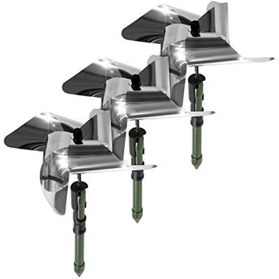 Gardigo ® 3 windmolens voor de tuin, vogelafschrikker, vogels, reigers, kraaien, eksters, boeren en mussen, reflecterend afschrikmiddel door rotatie Gardigo ® 3 windmolens voor de tuin, vogelafschrikker, vogels, reigers, kraaien, eksters, boeren en mussen, reflecterend afschrikmiddel door rotatie