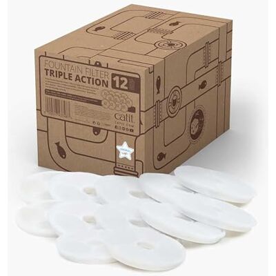 Catit Cat it Triple Action voor Cat Flower Fountain, pak van 12 Catit Cat it Triple Action voor Cat Flower Fountain, pak van 12