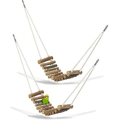Relaxdays Vogelladder, 2 stuks, accessoires voor parkieten, kanaries, hout, vogelladder Relaxdays Vogelladder, 2 stuks, accessoires voor parkieten, kanaries, hout, vogelladder