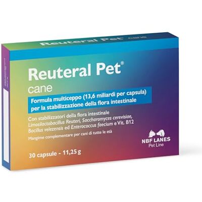 NBF Lanes Reuteral Pet Hond, 30 Capsules, Probioticum op basis van levende melkzuurfermenten voor stabilisatie van de darmflora bij honden NBF Lanes Reuteral Pet Hond, 30 Capsules, Probioticum op basis van levende melkzuurfermenten voor stabilisatie van de darmflora bij honden
