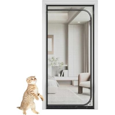 QIANDW Anti-kras gaas deurhor met ritssluiting, voorkomt dat katten en honden ontsnappen, D-grijs, 80 x 210 cm QIANDW Anti-kras gaas deurhor met ritssluiting, voorkomt dat katten en honden ontsnappen, D-grijs, 80 x 210 cm