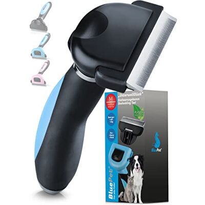 BluePet ® Korthaar zelfreinigende kattenborstel en hondenborstel voor ondervacht, geluk 2.0, verwijdering van ondervacht en verzorging van dekhaar, voor kleine tot grote katten en honden, kattenkam, 66 mm (blauw) BluePet ® Korthaar zelfreinigende kattenborstel en hondenborstel voor ondervacht, geluk 2.0, verwijdering van ondervacht en verzorging van dekhaar, voor kleine tot grote katten en honden, kattenkam, 66 mm (blauw)