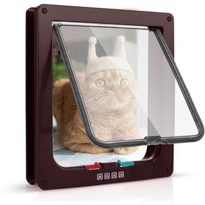 Sailnovo Kattenklep (buitenmaat 19 x 20 x 5,5 cm), 4-voudig afsluitbaar, voor binnen- en buitendeuren, weerbestendig, voor katten/honden, bruin Sailnovo Kattenklep (buitenmaat 19 x 20 x 5,5 cm), 4-voudig afsluitbaar, voor binnen- en buitendeuren, weerbestendig, voor katten/honden, bruin