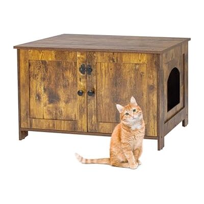 Relaxdays Kattenbak met scheidingswand, 46 x 78,5 x 44,5 cm (h x b x d), donkerbruin Relaxdays Kattenbak met scheidingswand, 46 x 78,5 x 44,5 cm (h x b x d), donkerbruin