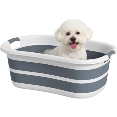 Pawhut Opvouwbare badkuip, 27 l, voor kleine honden en katten, draagbaar Met afvoergat, compact, voor binnen en buiten Pawhut Opvouwbare badkuip, 27 l, voor kleine honden en katten, draagbaar Met afvoergat, compact, voor binnen en buiten