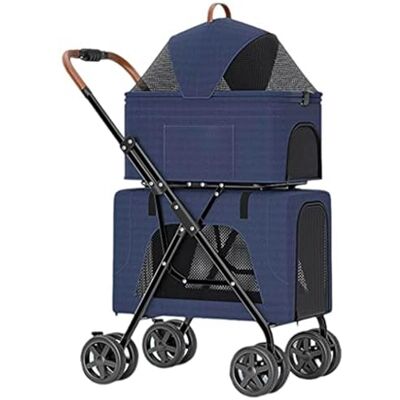 DECORN Dubbele kinderwagen voor kleine en middelgrote honden en katten Draagbare reiswagen met 4 wielen en 2 afneembare dragers lichte en waterdichte opvouwbare kooi DECORN Dubbele kinderwagen voor kleine en middelgrote honden en katten Draagbare reiswagen met 4 wielen en 2 afneembare dragers lichte en waterdichte opvouwbare kooi
