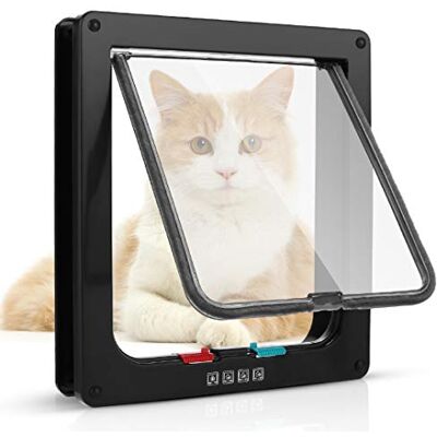 Sailnovo Kattendeur met 4-weg magneetsluiting huisdierdeur voor katten en kleine honden, kattendeur met tunnel (bruin, XL) Sailnovo Kattendeur met 4-weg magneetsluiting huisdierdeur voor katten en kleine honden, kattendeur met tunnel (bruin, XL)