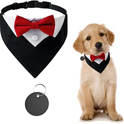 URROMA Tuxedo Bandana en halsband met stropdas voor katten en honden URROMA Tuxedo Bandana en halsband met stropdas voor katten en honden
