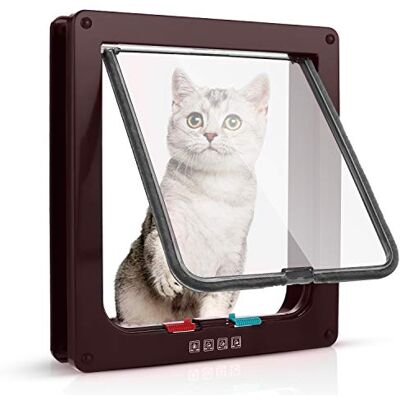Sailnovo Kattenklep 4 manieren vergrendelen huisdier deurklep 23,5 * 25 * 5,5 cm, huisdier deurkit voor katten en kleine honden met telescopisch frame, eenvoudig te installeren Sailnovo Kattenklep 4 manieren vergrendelen huisdier deurklep 23,5 * 25 * 5,5 cm, huisdier deurkit voor katten en kleine honden met telescopisch frame, eenvoudig te installeren