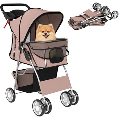 Pawhut Buggy kinderwagen, opvouwbaar, dieren, waterdicht, voor honden, katten, koffie Pawhut Buggy kinderwagen, opvouwbaar, dieren, waterdicht, voor honden, katten, koffie