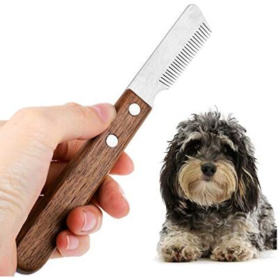 cholinchin Hond Snijden Mes Met Houten Handvat Voor Botte Honden Hardhaar Teckel, Medium Stripper Mes Bruin Rechte Snijden Mes Huisdier Grooming Tool cholinchin Hond Snijden Mes Met Houten Handvat Voor Botte Honden Hardhaar Teckel, Medium Stripper Mes Bruin Rechte Snijden Mes Huisdier Grooming Tool