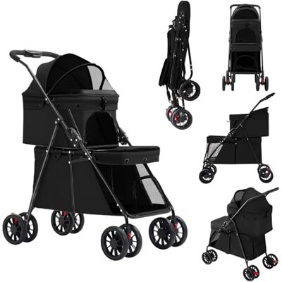 homewell Dubbele laag opvouwbare hondenkinderwagen, kinderwagen voor 2 dieren, wagen voor honden/katten, ramen van mesh, ideaal voor reizen en wandelingen, 67 x 50 x 95 cm (zwart) homewell Dubbele laag opvouwbare hondenkinderwagen, kinderwagen voor 2 dieren, wagen voor honden/katten, ramen van mesh, ideaal voor reizen en wandelingen, 67 x 50 x 95 cm (zwart)