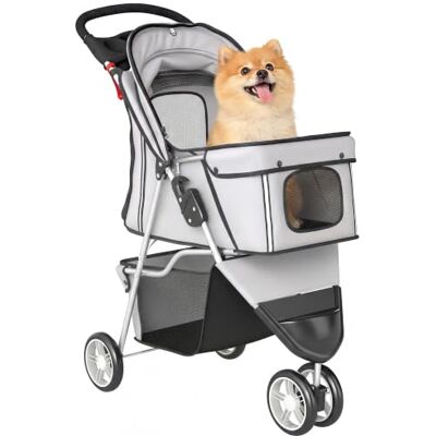 Pawhut Buggy voor honden, 4 wielen, opvouwbaar, met rem, 77 x 44 x 102 cm Verstelbare luifel, opbergmand, bekerhouder, voor kleine honden en oudere dieren Pawhut Buggy voor honden, 4 wielen, opvouwbaar, met rem, 77 x 44 x 102 cm Verstelbare luifel, opbergmand, bekerhouder, voor kleine honden en oudere dieren