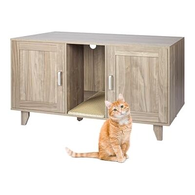 Relaxdays XXL kattenbak met 2 vakken, kattenbak, kattenbak, kattenbak, kattenbak, 65 x 120 x 52 cm (h x b x d), bruin/grijs Relaxdays XXL kattenbak met 2 vakken, kattenbak, kattenbak, kattenbak, kattenbak, 65 x 120 x 52 cm (h x b x d), bruin/grijs