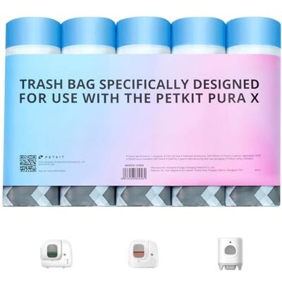 PETKIT Vuilniszak voor katten met trekkoord, automatische vuilniszakken voor Pura Max 2 en Pura X, katten/honden, krasbestendige kattenbak, 5 rollen x 20 (100 stuks) PETKIT Vuilniszak voor katten met trekkoord, automatische vuilniszakken voor Pura Max 2 en Pura X, katten/honden, krasbestendige kattenbak, 5 rollen x 20 (100 stuks)