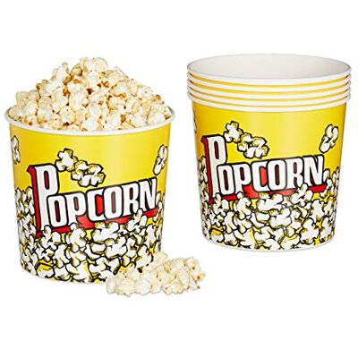 Relaxdays Popcorn-emmer, 12 stuks, plastic container, herbruikbaar, 2,8 liter, filmavond, retro, geel Relaxdays Popcorn-emmer, 12 stuks, plastic container, herbruikbaar, 2,8 liter, filmavond, retro, geel