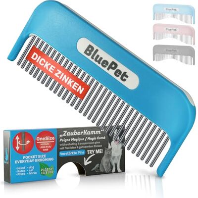 BluePet Gepatenteerde versterkte magische kam met roterende en verzachtende tanden Voor langharige honden en katten Verwijdert knopen en ontwart de vacht Ook geschikt voor mensen BluePet Gepatenteerde versterkte magische kam met roterende en verzachtende tanden Voor langharige honden en katten Verwijdert knopen en ontwart de vacht Ook geschikt voor mensen