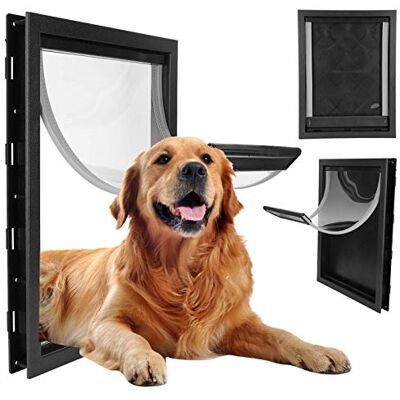 Zerodis Grote kattenklep, grote afneembare installatiedeur voor middelgrote honden, voor binnen- en buitendeuren, eenvoudige installatie van de geïntegreerde magnetische hondendeur (zwart) Zerodis Grote kattenklep, grote afneembare installatiedeur voor middelgrote honden, voor binnen- en buitendeuren, eenvoudige installatie van de geïntegreerde magnetische hondendeur (zwart)