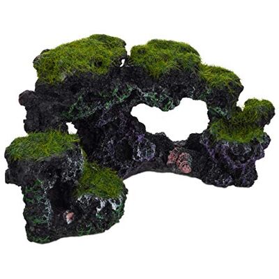Relaxdays Aquarium decosteen, natuurlijk uiterlijk, schuilplaats, grot, aquariumaccessoires, 8,5 x 17 cm, zwart-groen Relaxdays Aquarium decosteen, natuurlijk uiterlijk, schuilplaats, grot, aquariumaccessoires, 8,5 x 17 cm, zwart-groen