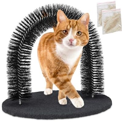 Relaxdays Ontharingsboog met kattenkruid, rond, 34 x 36 x 28,5 cm (h x b x d), haarverzorgingscurve, zwart Relaxdays Ontharingsboog met kattenkruid, rond, 34 x 36 x 28,5 cm (h x b x d), haarverzorgingscurve, zwart