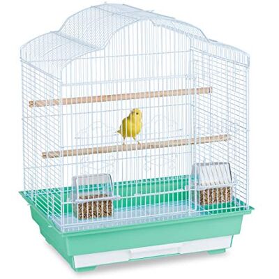 Relaxdays Vogelkooi, metaal, voor kleine kanaries, zitstokken en voederbakken, HLP 56,5 x 46,5 x 35,5 cm, groen Relaxdays Vogelkooi, metaal, voor kleine kanaries, zitstokken en voederbakken, HLP 56,5 x 46,5 x 35,5 cm, groen