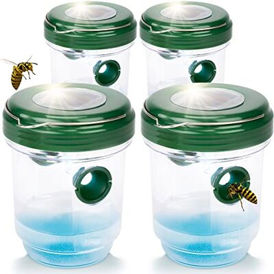 Gardigo ® Set van 4 herbruikbare wespenvallen, horzelval om op te hangen, zonne-energie met ledlicht voor het aantrekken van insecten, vliegenafweermiddel, insectenvanger Gardigo ® Set van 4 herbruikbare wespenvallen, horzelval om op te hangen, zonne-energie met ledlicht voor het aantrekken van insecten, vliegenafweermiddel, insectenvanger