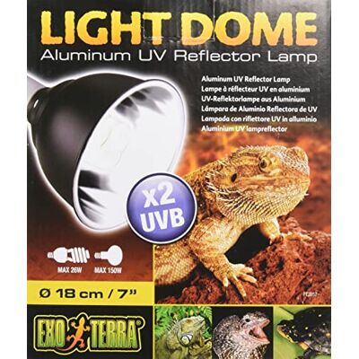 Exo Terra Lichtkoepel 14 cm aluminium UV-reflectorlamp voor reptielenterraria, perfecte lamp voor reptielenwarmte en licht koepelvorm voor afdekking Exo Terra Lichtkoepel 14 cm aluminium UV-reflectorlamp voor reptielenterraria, perfecte lamp voor reptielenwarmte en licht koepelvorm voor afdekking
