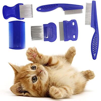 QEEQPF 6 stuks vlooienkammen voor katten en honden, kammen met fijne tanden, verzorgingskam voor het verwijderen van drijvend haar, scheursporen, teken, korsten, fijne tanden, QEEQPF 6 stuks vlooienkammen voor katten en honden, kammen met fijne tanden, verzorgingskam voor het verwijderen van drijvend haar, scheursporen, teken, korsten, fijne tanden,