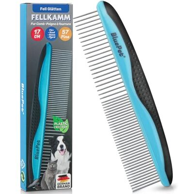 BluePet Kam voor honden en katten, lang haar, 17 cm, anti-klitborstel Professionele kam voor honden en katten met lange haren, borstel voor het verwijderen van knopen en ontwarren van vacht BluePet Kam voor honden en katten, lang haar, 17 cm, anti-klitborstel Professionele kam voor honden en katten met lange haren, borstel voor het verwijderen van knopen en ontwarren van vacht
