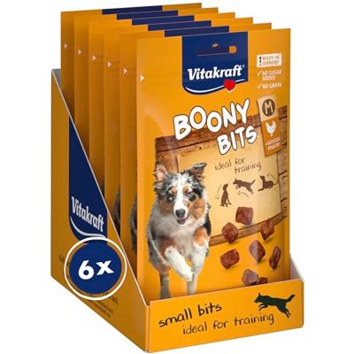 Vitakraft Boony Bits Hondentraktaties, trainingstraktatie, als beloning voor grote honden van meer dan 15 kg, in hersluitbare zak, zonder toegevoegde suiker en granen (6 x 120 g) Vitakraft Boony Bits Hondentraktaties, trainingstraktatie, als beloning voor grote honden van meer dan 15 kg, in hersluitbare zak, zonder toegevoegde suiker en granen (6 x 120 g)