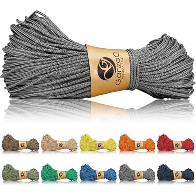 Ganzoo Paracord 125 touw, 1 mm, nylon en polyester, donkergrijs, met 1 nylon streng in het hart, voor knopen, binders, doe-het-zelf, armband, halsband en hondenriem Ganzoo Paracord 125 touw, 1 mm, nylon en polyester, donkergrijs, met 1 nylon streng in het hart, voor knopen, binders, doe-het-zelf, armband, halsband en hondenriem