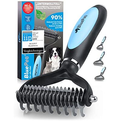 BluePet Borstel voor honden en katten Voor lang haar Verwijdert ondervacht en klitten Massage-effect en haarbescherming (M-L Large Dog Blue) BluePet Borstel voor honden en katten Voor lang haar Verwijdert ondervacht en klitten Massage-effect en haarbescherming (M-L Large Dog Blue)