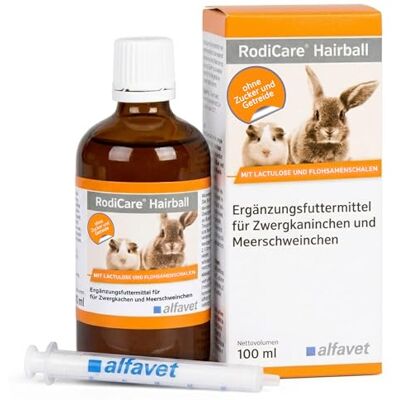 Alfavet RodiCare Hairball Voedingssupplement voor dwergkonijnen en cavia's, bevordert de verwijdering van haarballen, 100 ml Alfavet RodiCare Hairball Voedingssupplement voor dwergkonijnen en cavia's, bevordert de verwijdering van haarballen, 100 ml