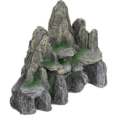 Relaxdays Aquariumdecoratie, rots met grot, natuurlijke uitstraling, decoratieve rots voor terrarium, 21 cm hoog, grijs-groen Relaxdays Aquariumdecoratie, rots met grot, natuurlijke uitstraling, decoratieve rots voor terrarium, 21 cm hoog, grijs-groen