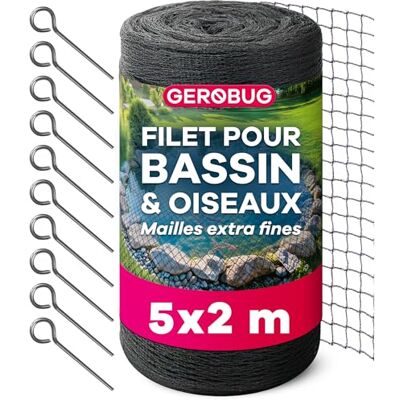 Gerobug Vijvernet, fijnmazig 5 x 2 m, weerbestendig en uv-bestendig, reigerbeschermingsnet, vogelbeschermingsnet, bladeren, kippen, net Gerobug Vijvernet, fijnmazig 5 x 2 m, weerbestendig en uv-bestendig, reigerbeschermingsnet, vogelbeschermingsnet, bladeren, kippen, net