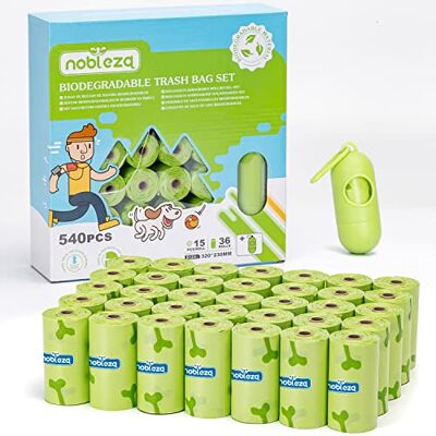 Nobleza Poepzak voor honden, 540 hondenpoepzakken, met 1 dispenser voor hondenpoep, lekvrij en geurloos Nobleza Poepzak voor honden, 540 hondenpoepzakken, met 1 dispenser voor hondenpoep, lekvrij en geurloos