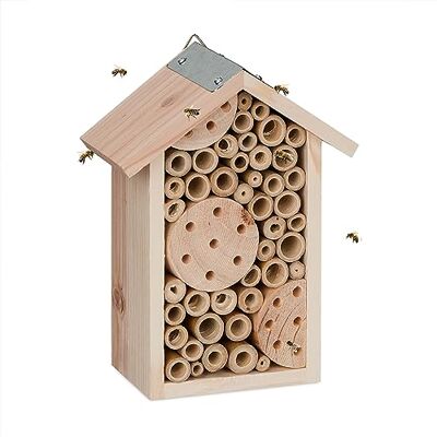 Relaxdays Bijenhotel, hout, insectenhotel, tuin en balkon, om op te hangen, h x b x d: 21 x 15,5 x 9 cm, naturel Relaxdays Bijenhotel, hout, insectenhotel, tuin en balkon, om op te hangen, h x b x d: 21 x 15,5 x 9 cm, naturel