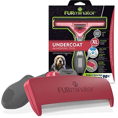 Furminator Premium verzorgingsgereedschap voor honden, zeer grote afmetingen voor lange haren, verwijdert 90% van het losse haar, reiniging met 1 klik, aanbevolen door professionals, BPA-vrij, zwart Furminator Premium verzorgingsgereedschap voor honden, zeer grote afmetingen voor lange haren, verwijdert 90% van het losse haar, reiniging met 1 klik, aanbevolen door professionals, BPA-vrij, zwart