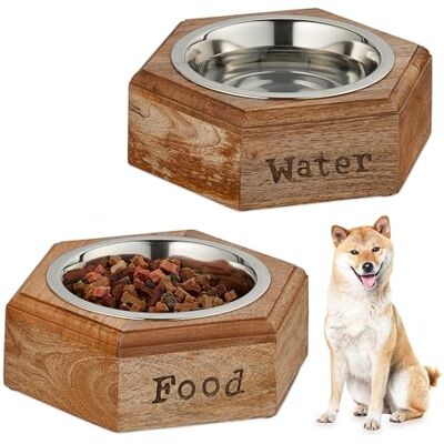 Relaxdays Dubbele hondenbak met 2 roestvrijstalen voerbakken 1 l h x d 7,5 x 23,5 x 21 cm Relaxdays Dubbele hondenbak met 2 roestvrijstalen voerbakken 1 l h x d 7,5 x 23,5 x 21 cm